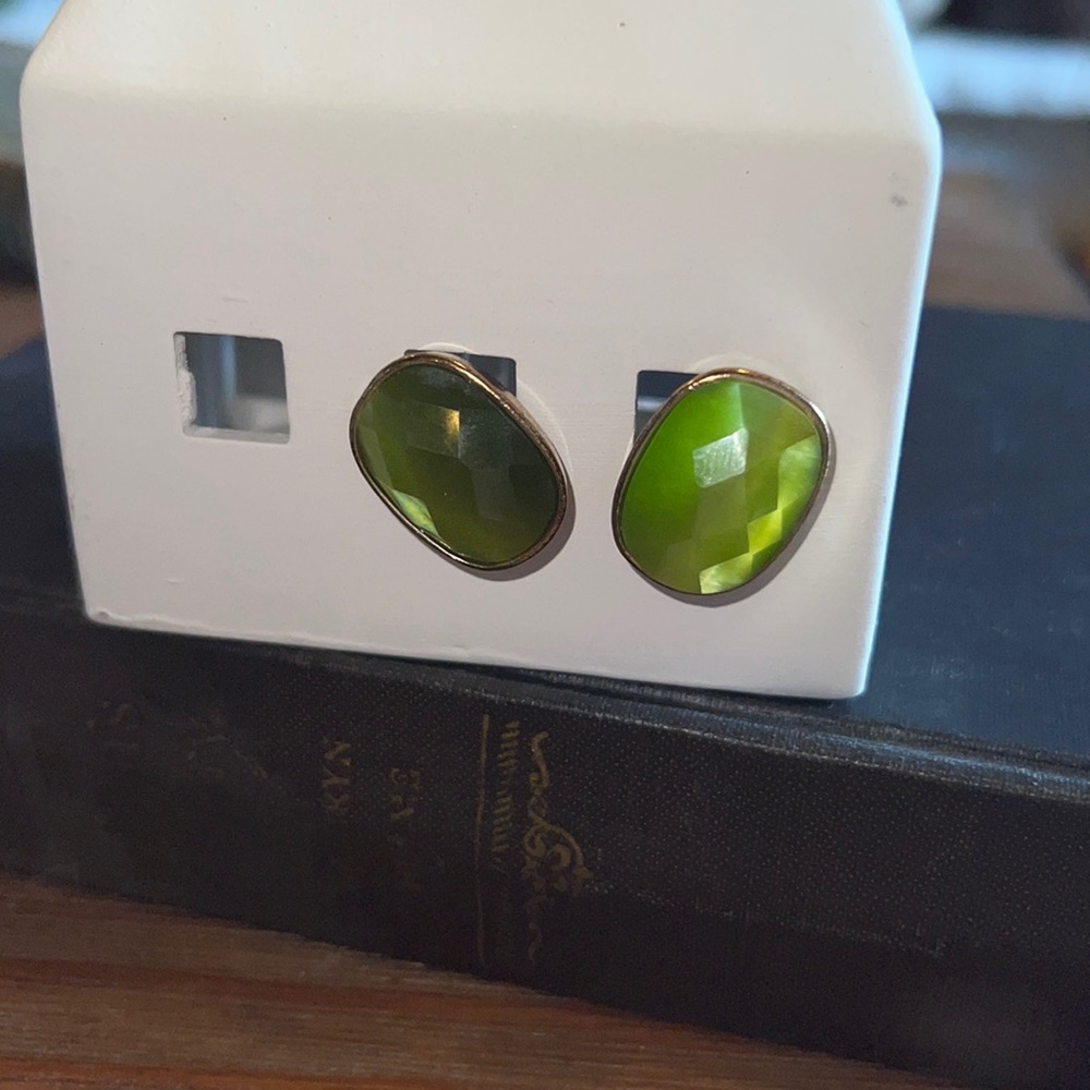 FREE w/purchase! Vintage clip on earrings. Beautiful! Lime-ish green color.